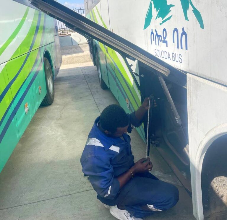 Soloda bus our fuel monitoring technicans installing fuel sensor on their buses